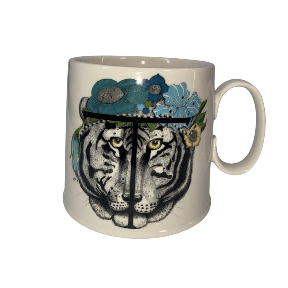 Florence Balducci-Anthropologie Mug Troopica Tiger W/ Initial T Coffee Tea Cocoa